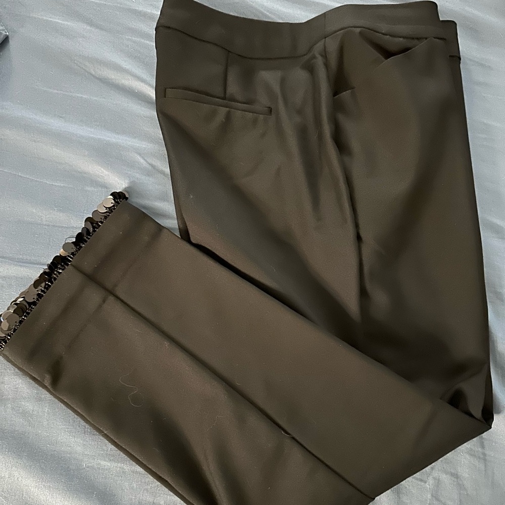 Chicos Petite dress ankle length black slacks with embellished bottoms